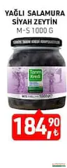 TARIM KREDİ YAĞLI SALAMURA SİYAH ZEYTİN 1000 G fiyat ve kampanya bilgisi